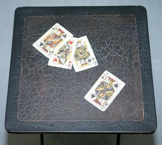 STUNNING RARE VINTAGE HAND PAINTED FOLDING METAL CARD GAMES SIDE TABLES 4
