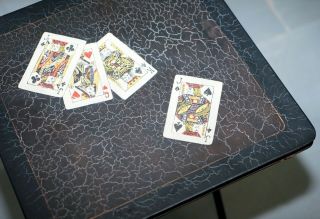 STUNNING RARE VINTAGE HAND PAINTED FOLDING METAL CARD GAMES SIDE TABLES 6