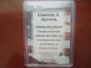 President Chester A.  Arthur 2020 Historic Autographs HA POTUS First 36 Coin Card 2