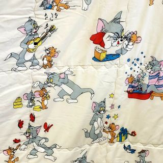 Vintage Dorvel Tom & Jerry Cartoon Blanket Bedding 90 " X 66 "