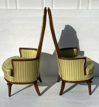 Pair Vintage Hollywood Regency High Back Parlor Chairs 4