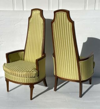 Pair Vintage Hollywood Regency High Back Parlor Chairs 5