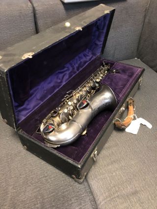 Vintage 1928 King H.  N.  White Silver Alto Saxophone Unsure Of