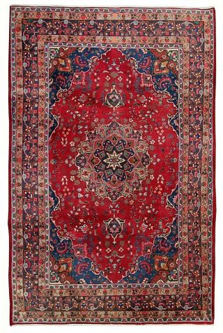 Handmade Oriental Rug Large Traditional Red Vintage Wool Carpet Rug 200 X 293cm