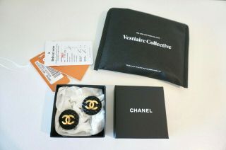 100 Auth.  Chanel Vintage Xl Clip On Cc Logo Earrings As Seen On Ashlee Simpson