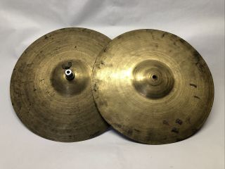 Vintage Pair K Zildjian 14 " Hi Hat Cymbals - Made In Istanbul 1940s 622g -
