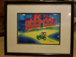 Betty Boop Beetle Bailey 2x Signed Production Cel Laser Background