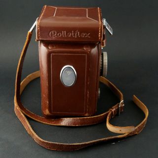 Vintage Rolleiflex TLR Film Camera,  75mm F3.  5 Planar Lens w Leather Case XLNT NR 2