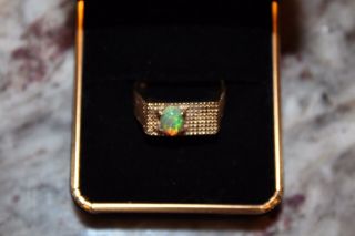 Mens Opal Ring 14k Gold Ethiopian Size 9.  25 7.  4 G Estate Abstract Retro Vintage 4