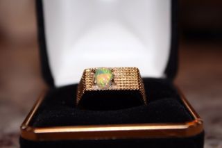 Mens Opal Ring 14k Gold Ethiopian Size 9.  25 7.  4 G Estate Abstract Retro Vintage 5