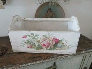Omg Christie Repasy Painting Pink Roses On Old Vintage White Wood Tote