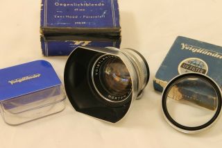 Vintage Voigtlander Nokton 50mm 1,  5 For Prominent,  Complete Uv Filter Hood Cap