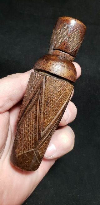 Vintage Old Duck Call With Raised Checkered Panels Folokie Metal Reed Duck Call