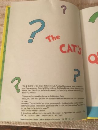 Dr Suess Book The Cat’s Quizzer Are You Smarter Than The Cat In The Hat? 4