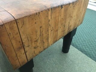 Vintage Butcher Block Table Solid Wood John Boos 35 x 30 Inch Kitchen Island 5