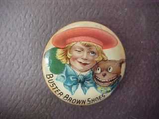 Vintage Buster Brown Shoes Pin Back W/tige (whitehead & Hoag Co. )