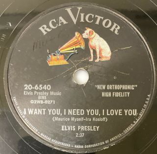 Elvis Presley 78 Rpm Record Rca Victor 20 - 6540 My Baby Left Me Watch Hear 4s 1s