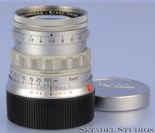 Leica Leitz 50mm Summicron F2 Vintage Chrome 11818 Early Rigid M Lens,  Caps User