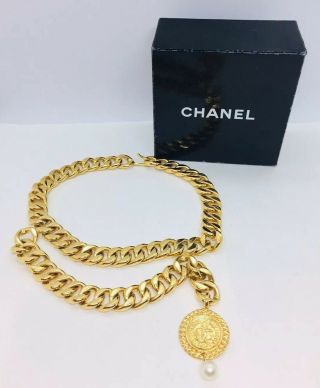 Chanel France Vintage Authentic 31 Rue Cambon Coin Gold Plated Necklace