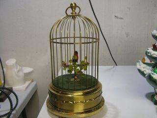 Vintage German Karl Griesbaum Singing Bird In Cage Perfect