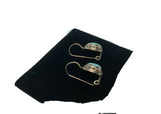 Australian Black Opal,  14k Rose Gold Vintage Dangle Hand Carved Earrings 5