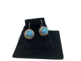 Australian Black Opal,  14k Rose Gold Vintage Dangle Hand Carved Earrings 6