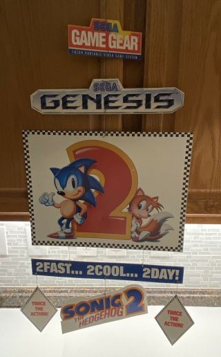 Vintage 1992 Promotional Sonic The Hedgehog 2 Hanging Mobile Store Display Sega