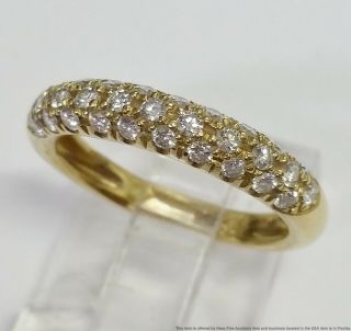 Vintage Designer Signed 18k Gold Fine Diamond 3 Row Pave Set Diamond Band Ring