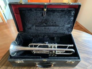 Vintage Getzen Eterna Severinsen Silver Trumpet With Hard Case