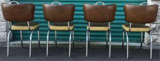 RARE DESIGN SET OF 4 VINTAGE KITCHEN CHAIRS by METAL MASTERS of DETROIT FREESHIP 2