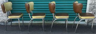 RARE DESIGN SET OF 4 VINTAGE KITCHEN CHAIRS by METAL MASTERS of DETROIT FREESHIP 5