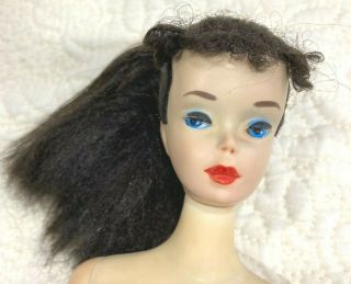 Vintage 3 Brunette Ponytail Barbie Doll Face Paint & Nippled Tm Body