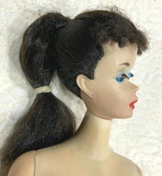 Vintage 3 Brunette Ponytail Barbie Doll Face Paint & Nippled TM Body 3