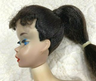 Vintage 3 Brunette Ponytail Barbie Doll Face Paint & Nippled TM Body 4