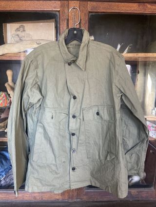 Vintage Nos Ww2 1940’s Us Army Field Shirt Jacket Herringbone Hbt Deadstock