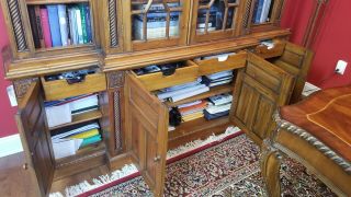 Antique - style solid wood bookcase with glass doors,  piece & spacious 4