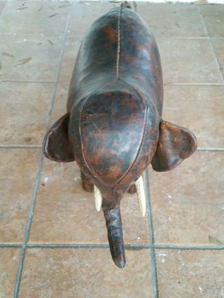 Omersa Abercrombie Fitch Vintage Leather Elephant Foot Stool Trunk Rare 2