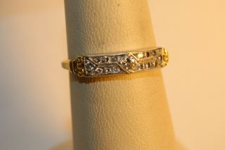 Vintage 18k Yellow Gold & Platinum Diamond Ring 15 Diamonds Sz 6.  5 Jsh