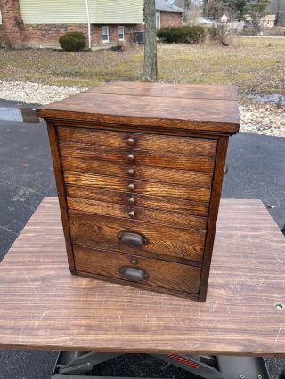 Antique 1940’s Apothecary Cabinet 8 Drawer Oak Cubby vintage storage 2