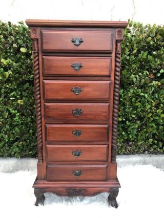 7 - Drawer Lingerie Chest,  Solid Wood,  Brown