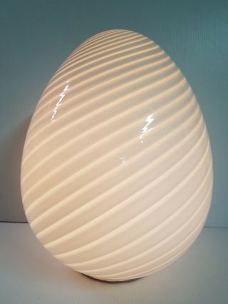 Maestri Murano 17 " White Swirl Glass Egg Lamp 1970 