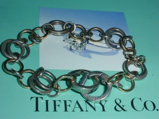 Vintage Tiffany & Co 18k Gold And 925 Sterling Silver Circle Link Bracelet - Rare