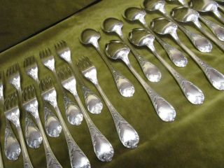 Vintage French Silverplate 12 Dinner Forks 12 Soup Spoons Christofle Marly