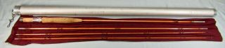 Uslan Challenger Five Sided Bamboo Fly Rod 8 ' 3 piece 2 tips EX w/ Tube & Bag 2