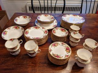 66 Pc Vintage Royal Albert Old Country Roses China Set,  Serves 12,  Accessories