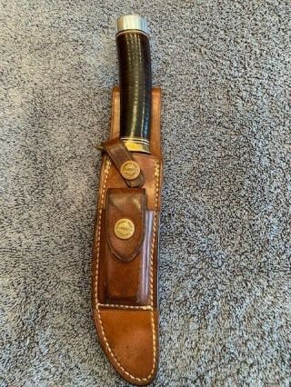 Vintage Randall Made Knife 3 - 6 Hunter.  Leather Handles With Sheath And Stone.