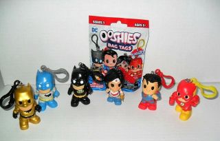 Dc Ooshies Bag Tags Series 1 Complete Set Of (6) & Limited Edition Golden Batman
