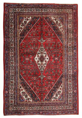 Traditional Vintage Wool Rug Large Oriental Hand Made Red Rug 220x310 Cm