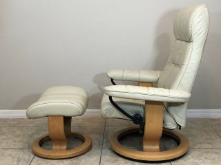 Ekornes Stressless Leather Recliner Chair & Ottoman Large Vintage Model 5