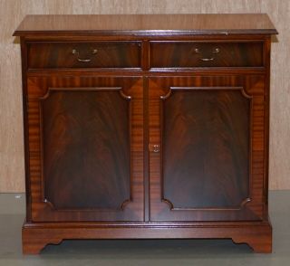 LOVELY VINTAGE FLAMED MAHOGANY TWIN DRAWER CUPBOARD VERY UTILITARIAN PIECE 2